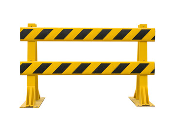 Yellow barrier with black stripes for safety . Isolated on transparent background, png