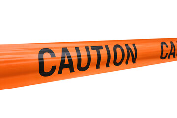 caution tape in orange color . Isolated on transparent background, png