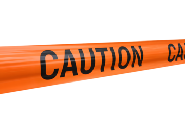 caution tape in orange color . Isolated on transparent background, png