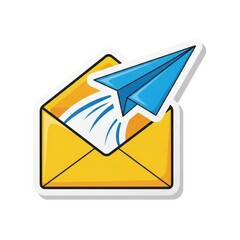 Stylized image depicts a blue paper airplane launching from an open yellow envelope indicating digital communication