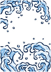 和風の波模様フレーム｜日本伝統模様・余白あり・和背景ベクター