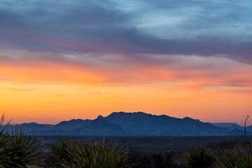 Colorful Sky Over The Chisos Mountains In Big Bend