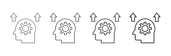 Growth Mindset Icons Vector Set In Different Stroke Line Style