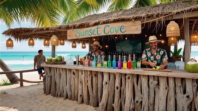 tropical beach hut