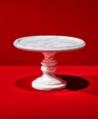 an empty small marble Dessert stand. marble table
