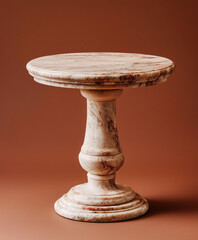 an empty small marble Dessert stand. marble table
