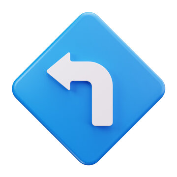 3D Turn Left Navigation Direction Icon