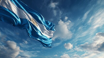 argentina independence day 9 nine th july month flag blue white color blue sky cloud white background wallpaper copy space latin america freedom patriotism country banner poster argentina.3d render 