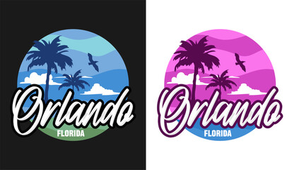 Orlando Florida with beautiful views and stunning palm tree silhouettes