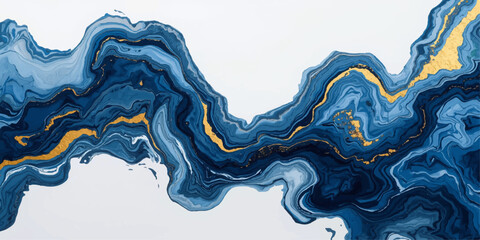 Abstract blue water background pattern with artistic yellow lines and light swirl texture