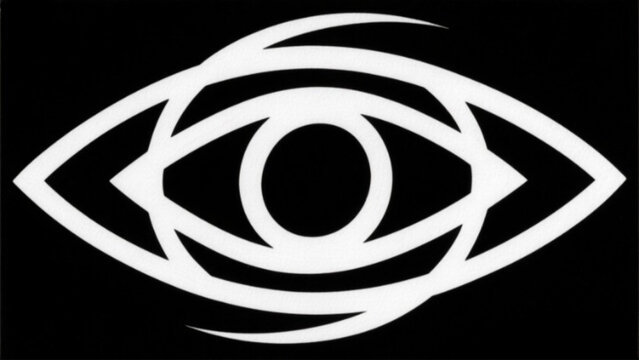 Black and white abstract vector illustration of a tribal dragon head with a flame pattern and eagle eye silhouette for a nature tattoo logo design art