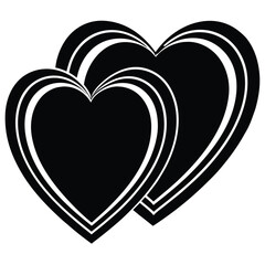 Pair of stylized red hearts overlapping, representing love and connection in a modern graphic style.