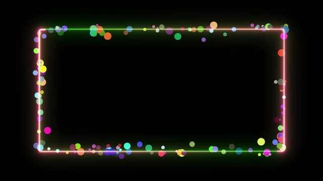 Two-Tone Neon Rectangle Picture Frame Animation. Glowing Neon Dual Color Rectangular Photo Frame. Modern Neon Rectangle Border Frame Motion