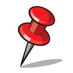 Single bright red pushpin on a clean white backdrop, signifying marking points, notes, and efficient organization.