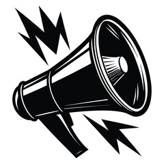 Isolated white and green megaphone symbol on a clean white background, perfect for corporate or promotional messaging.