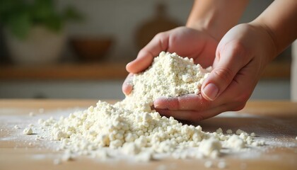 A person with a bowl of flour on a table, showcasing ingredients for homemade treats in honor of Nutritional Month