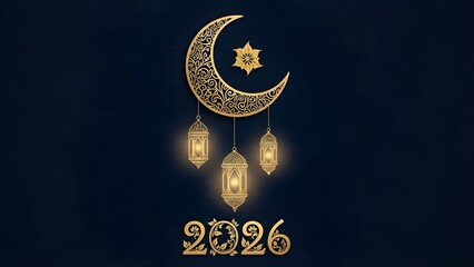 Golden Om Symbol on Dark Blue Background in Vintage Gold Style