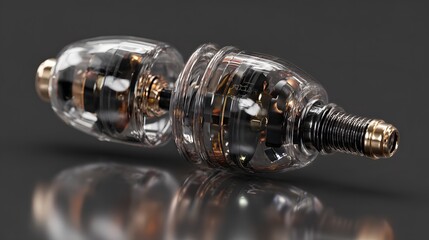Obraz premium Intricate internal mechanism of a precision electronic component rests on a reflective surface