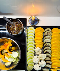 Preparing vegetables for healthy home cooking dinner