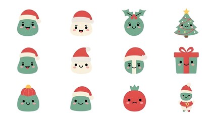 Christmas Icon Set &ndash; Flat Minimal Holiday Vector Icons
