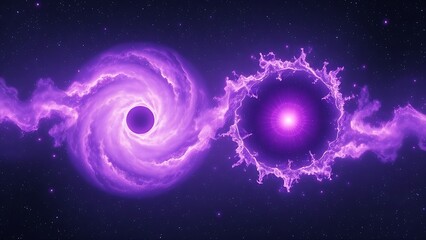 Cosmic supernova remnants form a yin-yang shape with faint purple dark matter voids.
