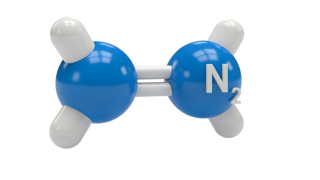 A detailed 3d render of the hydrazine molecule structure (n₂h₄) isolated on a black background