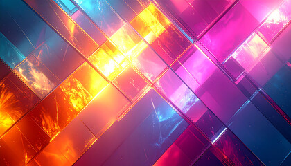 Abstract geometric pattern with vibrant colors and light effects for design