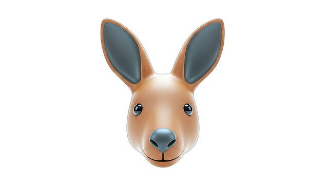 3D Kangaroo Head on White Background