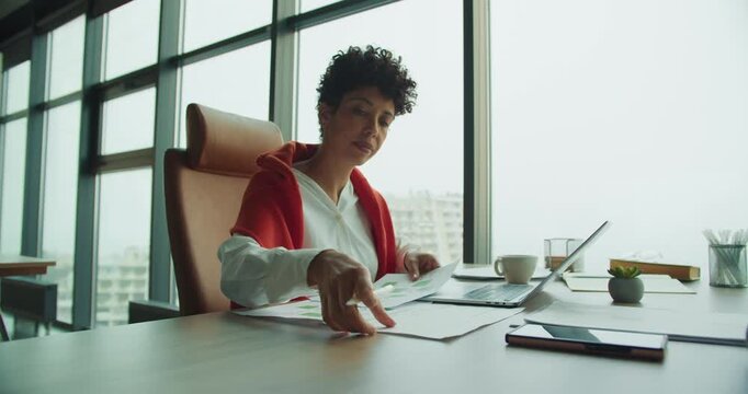 Team leader communicates findings while collaborating at workspace