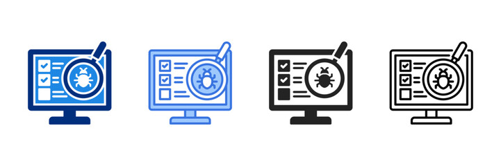 Virus Scan Icon Flat Style Vector Illustration