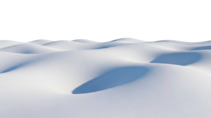  White snowdrifts landscape on a transparent background, winter snowy hills, PNG image file