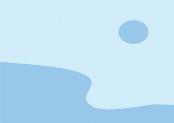 Minimalist blue landscape with a serene sun, evoking a sense of calm and tranquility, perfect for a peaceful and health-promoting background design