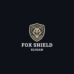 Obraz premium Fox shield logo template vector illustration design
