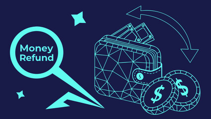 Digital Money Refund Cashback Financial Return Payment Business with vector illustration