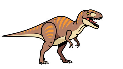 Fototapeta premium Aggressive Dinosaur with Orange Stripes on White Background Vector Illustration