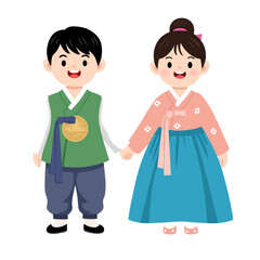 Children in traditional korean clothing 