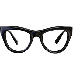 Modern Black Rectangular Reading Glasses Isolated on White