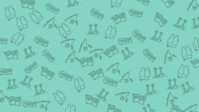 Pattern of food and drink icons in light teal. Ideal for menus, websites, posters, and social media graphics with a refreshing theme.