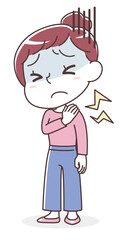 ひどい肩こりに苦しむ女性（デスクワーク・眼精疲労・血行不良）