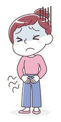 下腹部痛に苦しむ女性（生理痛・月経困難症・婦人科系疾患・腹痛）