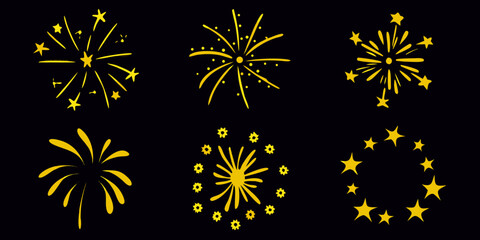 Golden firework displays against a dark backdrop illuminate a celebratory scene