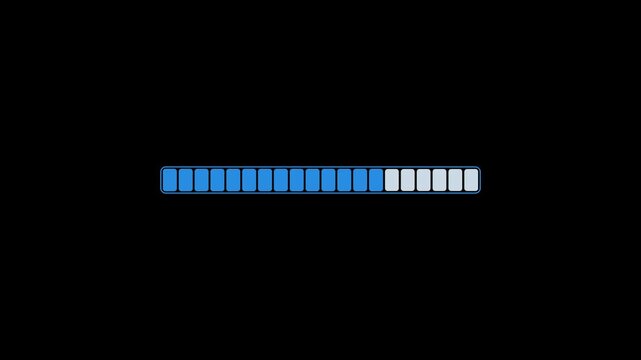 4K Video of Animation blue loading bar on black background.
