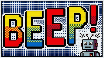 BEEP! Retro Pixel Comic Robot Text Effect