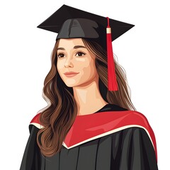 Young woman in graduation cap and gown celebrating academic achievement