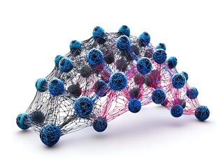 Abstract digital network structure with interconnected nodes and lines