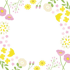 frame of pastel color flowers