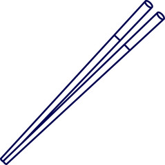 Line art vector of Eating stick. Icon of wooden chopsticks. Pair of wooden chopsticks. used for eating Asian food. illustration of a pair of eating chopsticks