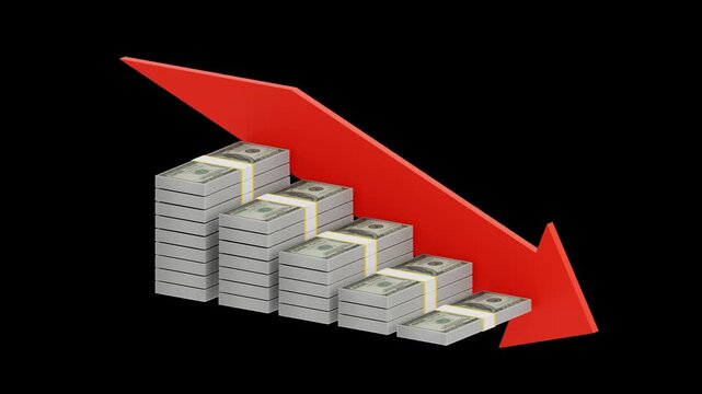 3D Revenue Decline Loss | Alpha Channel