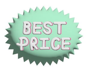 Inflated 3D of BEST PRICE sale tag for online shopping, marketing, promotion, sticker, banner, special price, discount, business, social media, print, ad, template, sign, symbol, campaign, web button