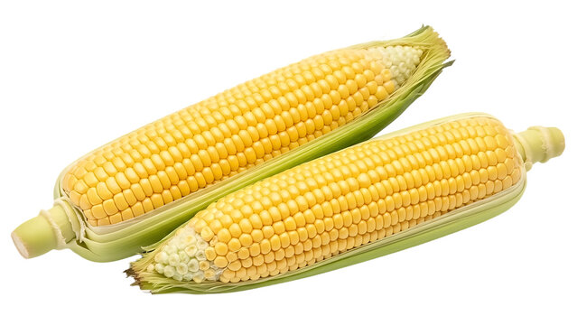 Two Yellow Corn Cob Ears on Black Background two corn cobs fresh corn
